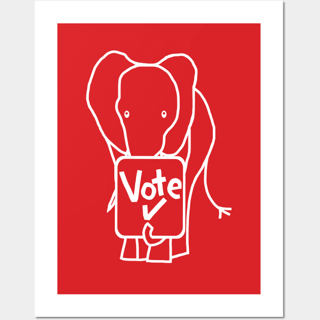 Elephant on Red says Vote Wall Art by ellenhenryart